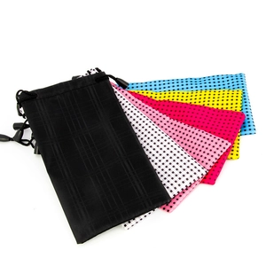 Waterproof drawstring pouch for sunglasses in colorful checkered patterns for storage