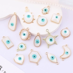 Evil Eye Charms Alloy Enamel Hamsa Hand Heart Moon Shape Pendants For DIY Jewelry Making Accessories