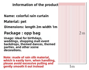 Detailed specifications of 1x2m PET foil fringe curtain for party backdrops and decoration