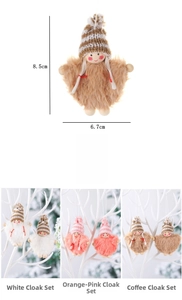 Detail view of plush angel hanging ornaments with size dimensions 8.5cm by 6.7cm