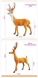 Vue détaillée des rennes de Noël réalistes de 150 cm et 80 cm avec les dimensions