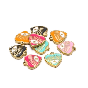 Colorful enamel heart evil eye pendants in assorted colors for DIY jewelry making