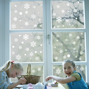 Festliche weiße Schneeflocken Fensterbilder für Weihnachten und Neujahr Glasdekoration