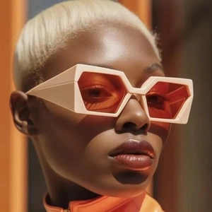 Geometric Square Sunglasses PC Frame UV400 Protection Outdoor Fashion Hip Hop Trendy Eyewear For Men Women