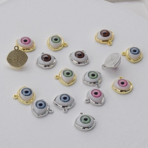 Colorful evil eye charm pendants in gold and silver finish for DIY jewelry making