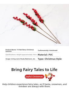 Detailed view of 10cm artificial red berry stems for Christmas home floral decoration
