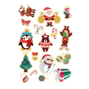 Cute Christmas stickers featuring Santa Claus, reindeer and penguins for gift sealing