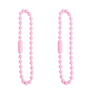 Vista detallada de dos cadenas de bolas de hierro rosa para accesorios de joyería DIY