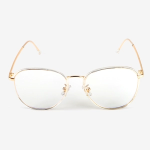 Classic light gold metal frame blue light blocking glasses with aviator style lenses