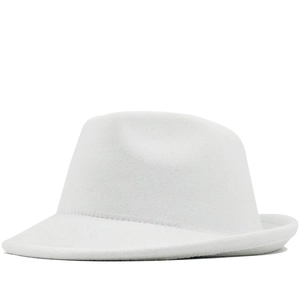 Unisex British Vintage Cashmere Fedora Hat Solid Color Wide Brim Jazz Hat Classic Autumn Winter Warm Party Travel Cap