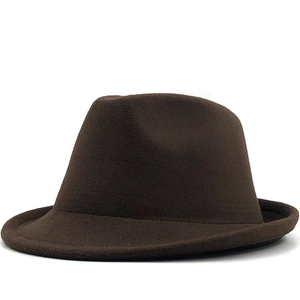 Classic dark brown felt fedora hat for men and women featuring a wide brim and dented crown