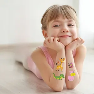 Détails des tatouages temporaires pour enfants avec animaux de la jungle et lions mignons
