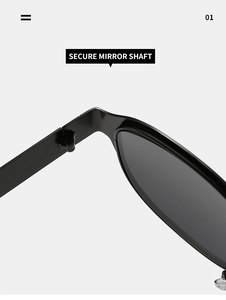 Detail of secure metal hinge on high-quality glossy black vintage sunglasses frame