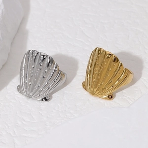 Shell Open Ring Stainless Steel Scallop Adjustable Ocean Element Beach Vacation Niche Minimalist Jewelry For Women