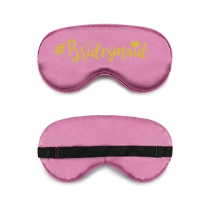 Masque de sommeil en satin rose fuchsia avec imprimé pailleté doré Bridesmaid