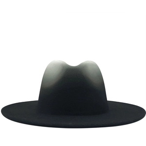 Wide Brim Fedora Hat Gradient Ombre Two Tone Wool Felt Jazz Cap British Style For Men Women