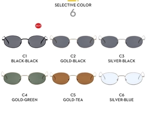 Detailed grid view showcasing six retro oval hip-hop sunglasses in diverse color options