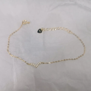 Minimalist S925 sterling silver V-shape bracelet with gold plating and white zircons