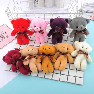 Teddy Bear Plush Keychain Pendant Soft Stuffed Animal With Love Ribbon Decoration For Bag Charm Wedding Party Gift
