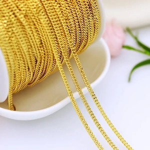 Detail of 18K gold plated copper O-chain for DIY jewelry making on white background