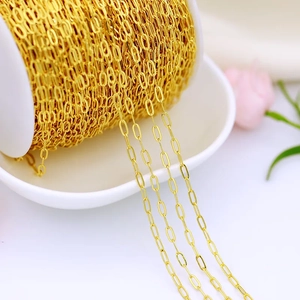 Close-up of 18K gold plated copper O-chain jewelry roll for DIY necklaces and bracelets
