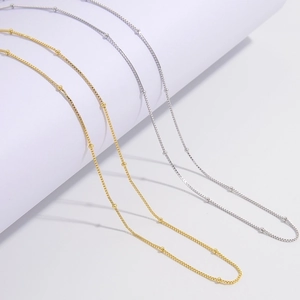 925 Sterling Silver Beaded Box Chain Necklace For Women Minimalist Dainty Adjustable Clavicle Link All-match Accessory