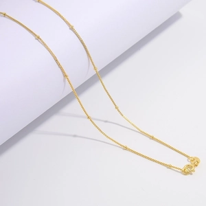 Elegant gold-plated S925 sterling silver box chain necklace with small beads for women