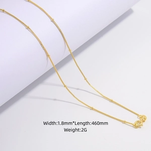 S925 sterling silver gold beaded box chain necklace 1.8mm width and 460mm length