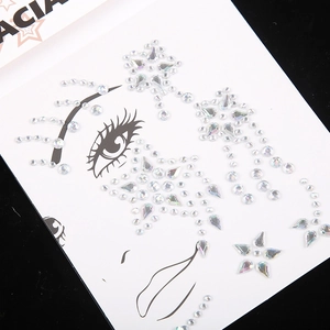 Iridescent acrylic face gems in star and teardrop shapes for festive eye makeup decoration