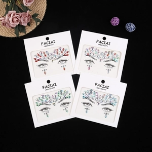 Face Gems Jewels Rhinestone Stickers Acrylic Self Adhesive Holographic AB Colorful For Masquerade Party Music Festival Rave Women