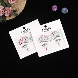 Set of iridescent face jewel stickers with rhinestones for festival makeup looks