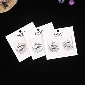 Set of three colorful acrylic resin face jewels and crystal stickers for makeup