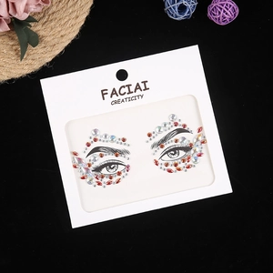 Macro shot of colorful acrylic resin facial rhinestones for eye makeup and body art