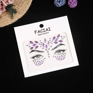 Detailed view of purple face gems sticker set for music festival forehead decoration