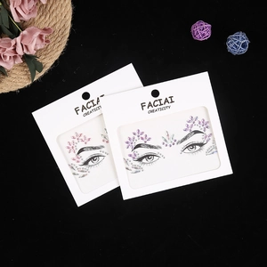 Creative face rhinestone stickers set for makeup with pink and purple acrylic crystals