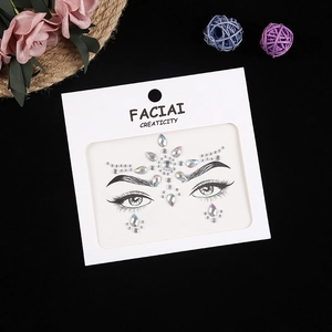 Detail of aurora crystal face jewels stickers for forehead and eyes party makeup