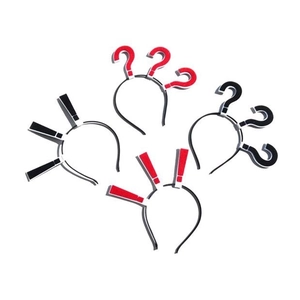 Funny cartoon headband set featuring red and black question marks and exclamation points