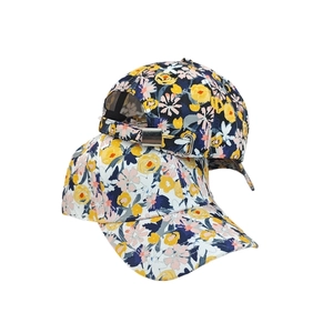 Floral print baseball cap with adjustable metal buckle for sun protection and style