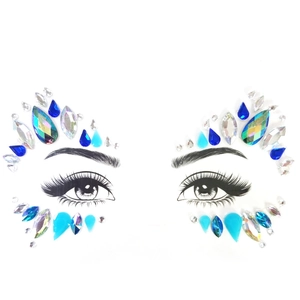 Blue and AB crystal facial rhinestone stickers for Halloween rave party makeup