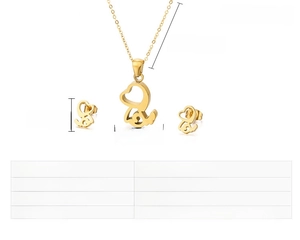 Dimensions détaillées de la parure de bijoux chien en acier inoxydable avec collier et boucles