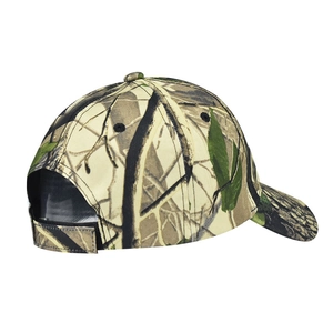 Vue arrière de la casquette de baseball camouflage montrant la sangle velcro réglable