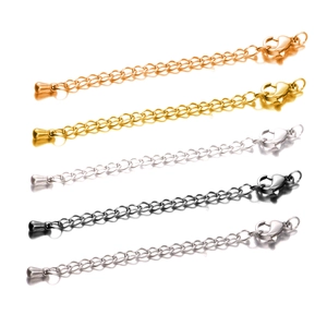 Stainless Steel Extension Chain Jewelry Making Findings With Lobster Clasp And Water Drop Pendant Charm Adjustable Simple Style