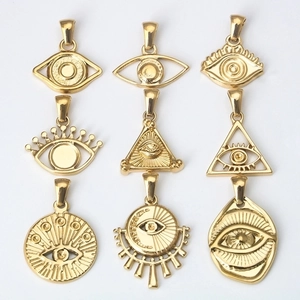 Evil Eye Pendants Gold Plated Stainless Steel All Seeing Eye Charms For DIY Necklace Bracelet Jewelry Making Accessories