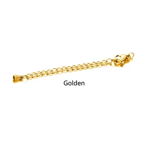 Polished gold stainless steel extension chain with lobster clasp and round ball charm