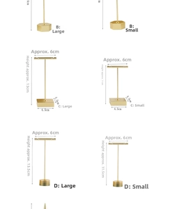 Detailed size specifications for metal earring display stands in gold finish