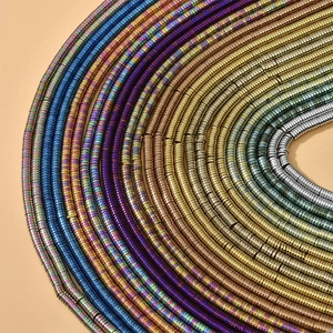 Colorful 4mm hematite disc beads in spiral strands for DIY jewelry making sets