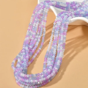 3mm faceted pastel crystal beads in purple blue and white for DIY jewelry making