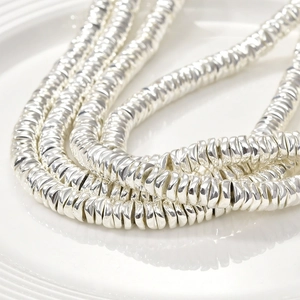 Silver 6x1mm faceted hematite spacers beads for handmade DIY bracelets and necklaces