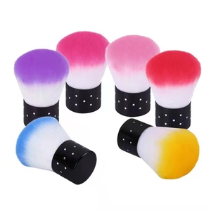 Nail dust cleaning brushes with rhinestone handles and colorful synthetic bristles
