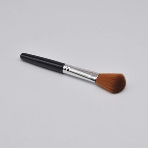 Professional fluffy blush and powder brush with black handle and silver metal ferrule